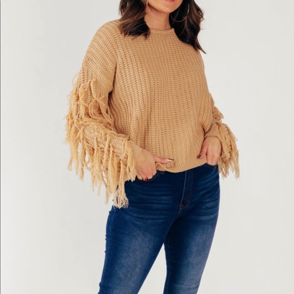 Nude Fringe Sweater - Picture 2 of 2
